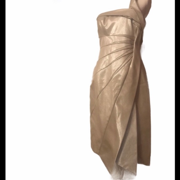 Karen Millen Dresses Karen Millen Gold One Shoulder Dress Nwts Poshmark